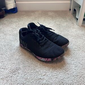 NOBULL Black Athletic Shoes with Floral Accents VGUC